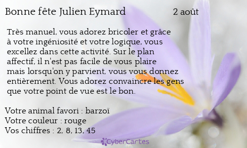 Carte bonne fête Julien Eymard